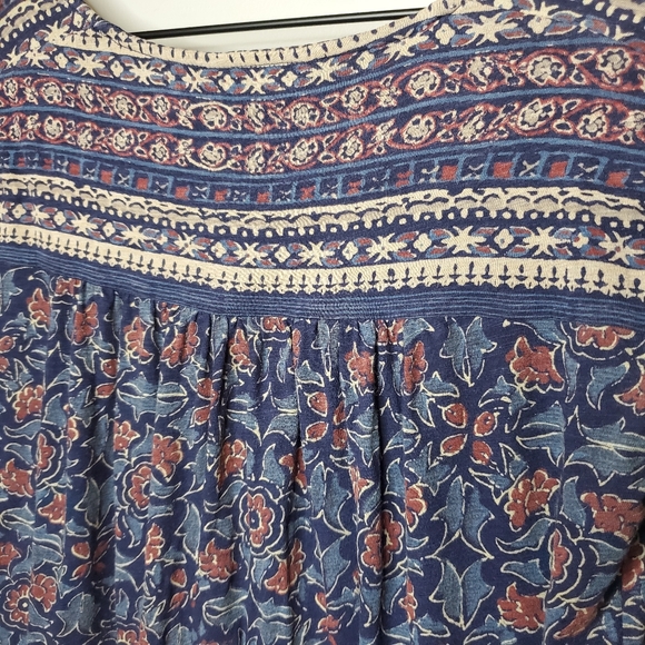 Lucky Brand Floral Woodblock Print Peasant Blouse - Picture 12 of 16